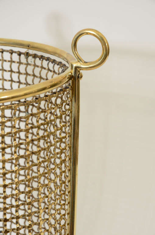 Polished Brass Mesh Waste Bin, Late 19th / Early 20th c. 4