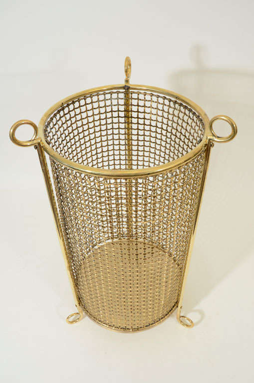 Polished Brass Mesh Waste Bin, Late 19th / Early 20th c. 3