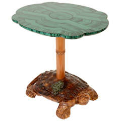 Vintage Faux Malachite Yale Burge Turtle Table, c. 1970's