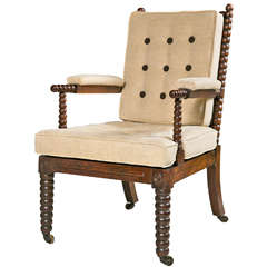 19th C English Mahogany Bobbin Chair