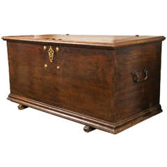 19th C Belgium Blanket Chest with Brass Hardware