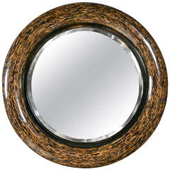 Karl Springer Style Lacquered Coconut Shell Mirror
