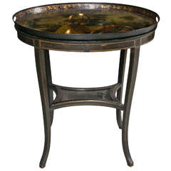 Early 20th c Tole Tray Table on Stand