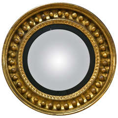 19th C English Regency Gilt Convex Mirrror