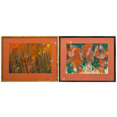 Two Abstract Oil Paintings By Abstract Expressionist Taro Yamamoto