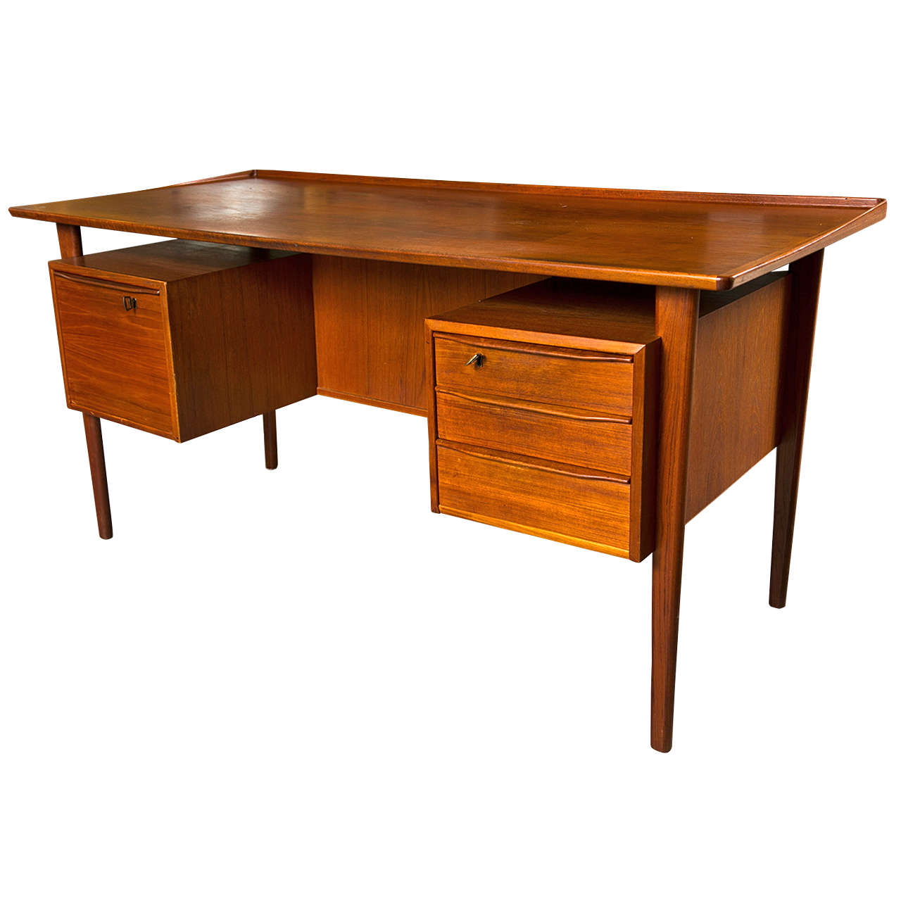 MidCentury Teak Two Sided Desk at 1stDibs two sided desks