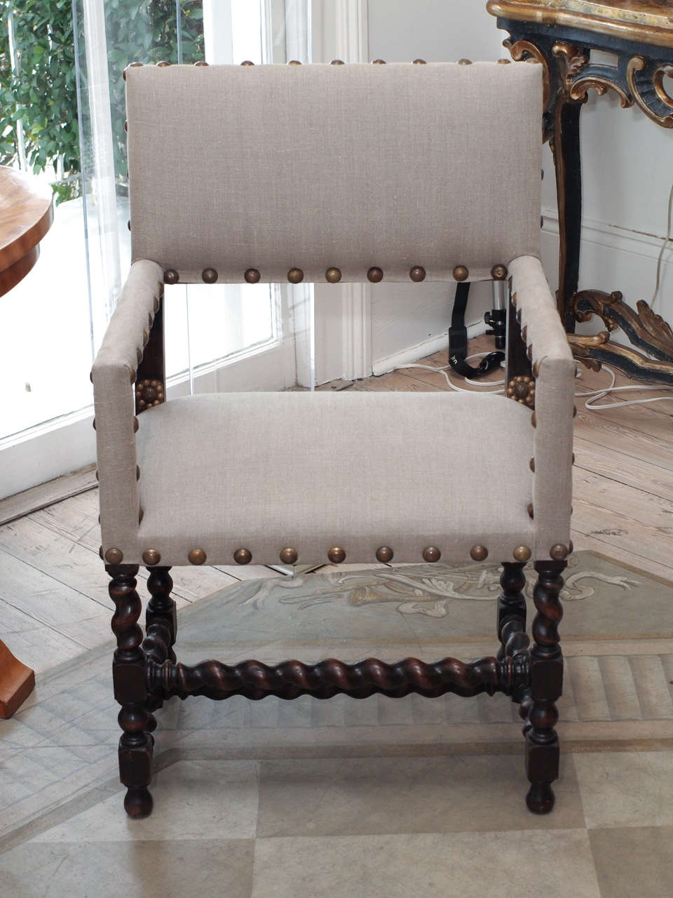 Jacobean Pair of French Elbow Chairs For Sale