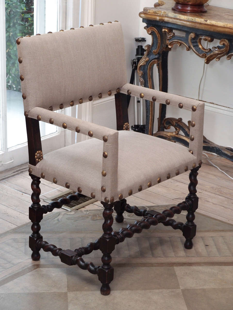 Pair of French Elbow Chairs For Sale 1