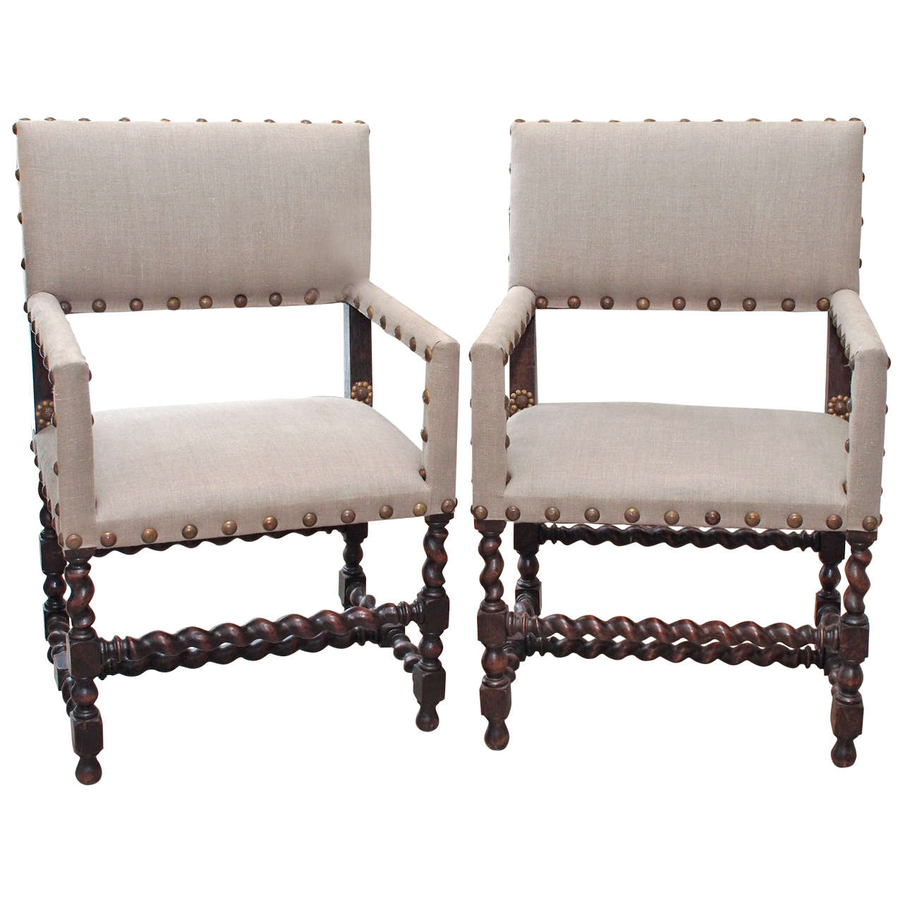 Pair of French Elbow Chairs For Sale