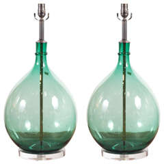 Vintage Pair of Late 1950s Italian Glass Jugs as Lamps