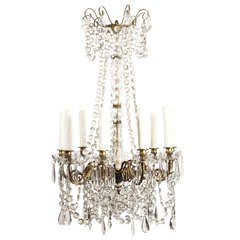 9 Light Crystal and Brass Chandelier