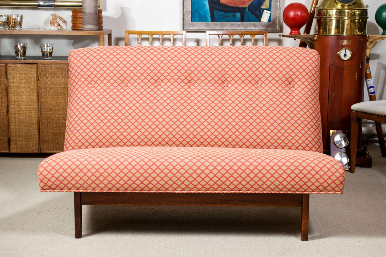 A classic 1950's newly reupholstered Jens Risom designed settee.