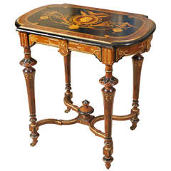 Antique Rare 1876 Centennial Table Marquetry Inlaid Renaissance Revival Style