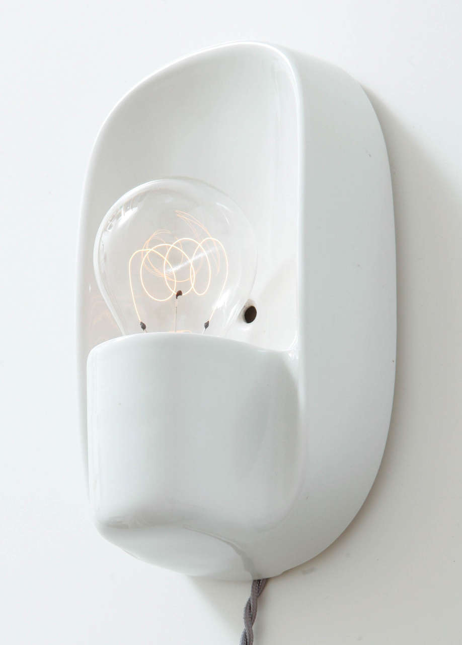 Porcelain wall lamp by Wilhelm Wagenfeld