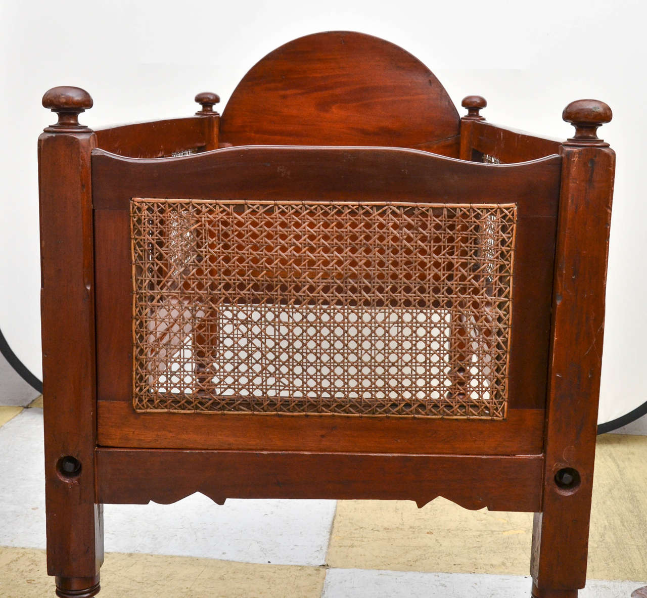 English Early Victorian Cane Sided Crib In Good Condition In Southampton, NY