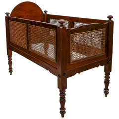 English Early Victorian Cane Sided Crib
