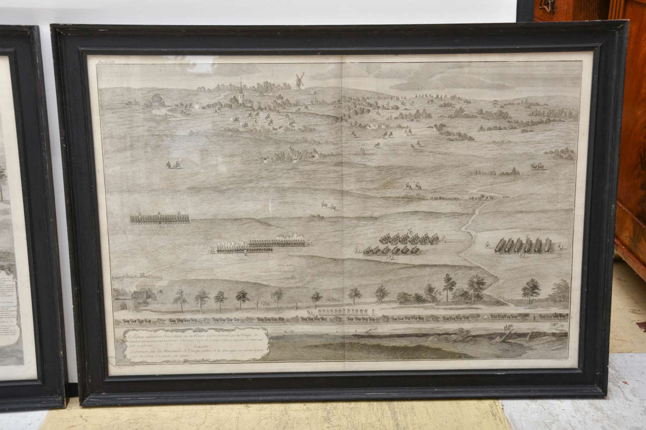 Pair of Large 18th Century French Military Campaign Etchings In Good Condition For Sale In Southampton, NY