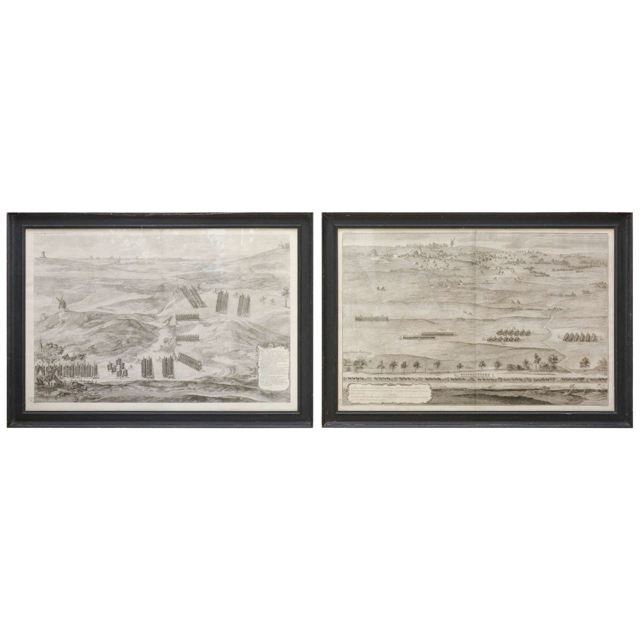 Pair of Large 18th Century French Military Campaign Etchings For Sale