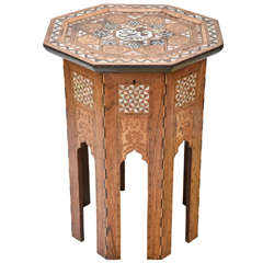 Syrian Tall Octagonal Inlaid Sewing Box Table