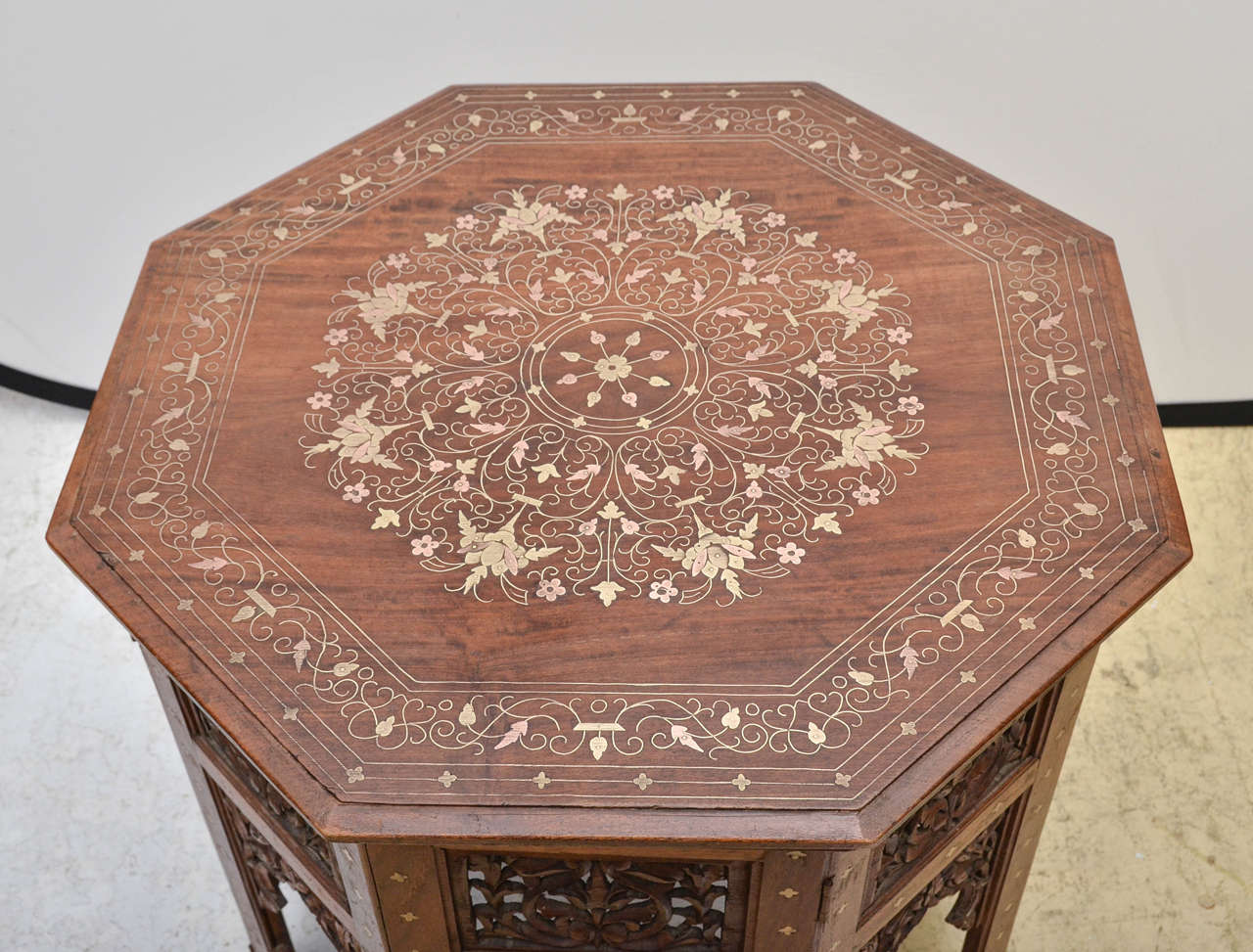 brass inlay octagon table