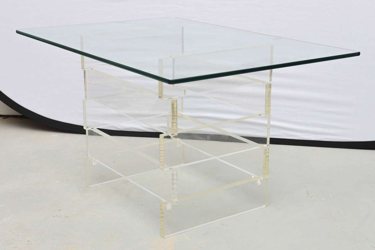 Stacked Block Lucite End Table, USA 1960s