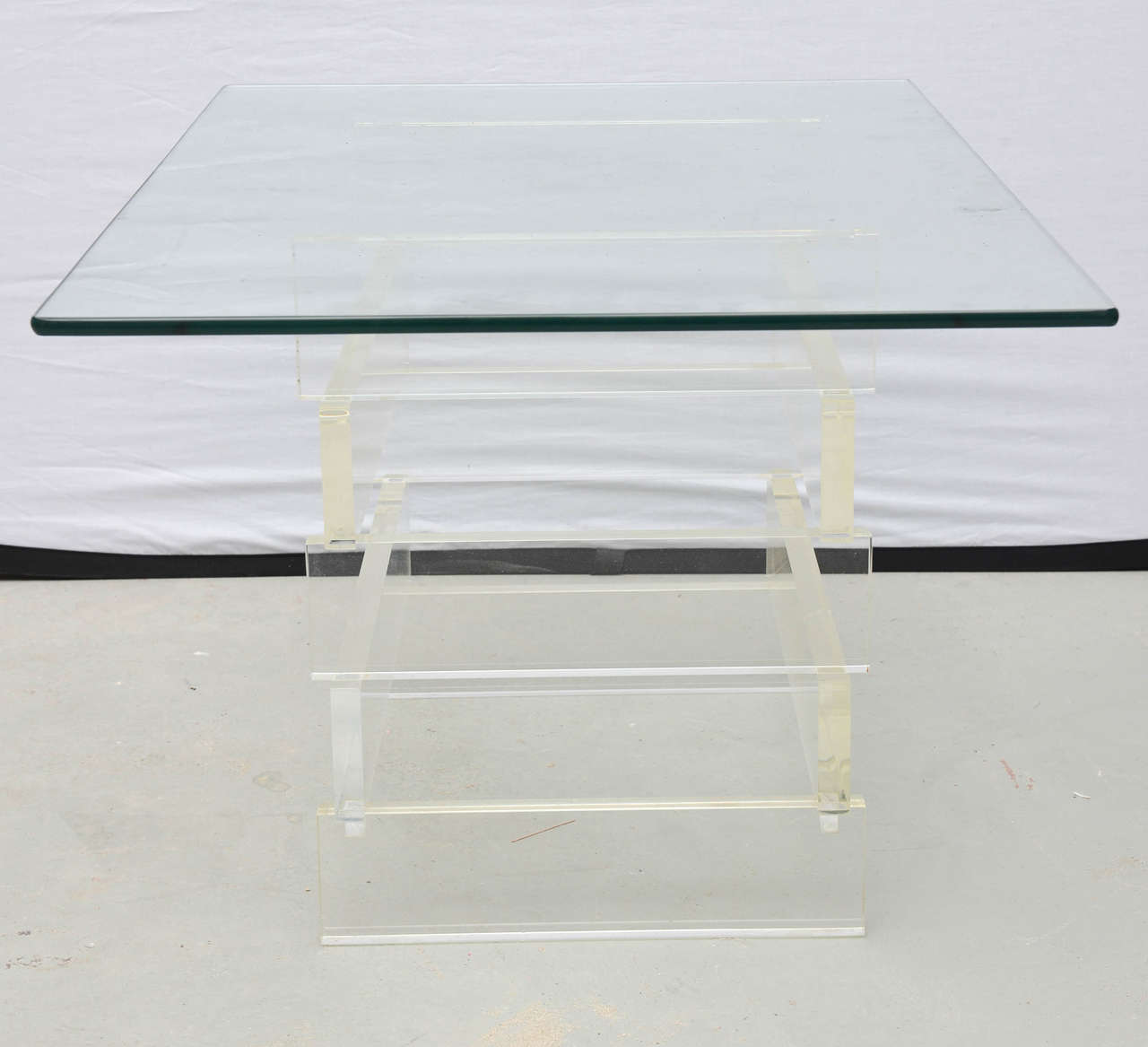 American Stacked Block Lucite End Table, USA 1960s For Sale