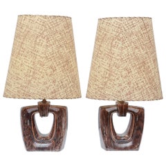 Pair of Gonder Lamps with Custom Shades, USA 1950