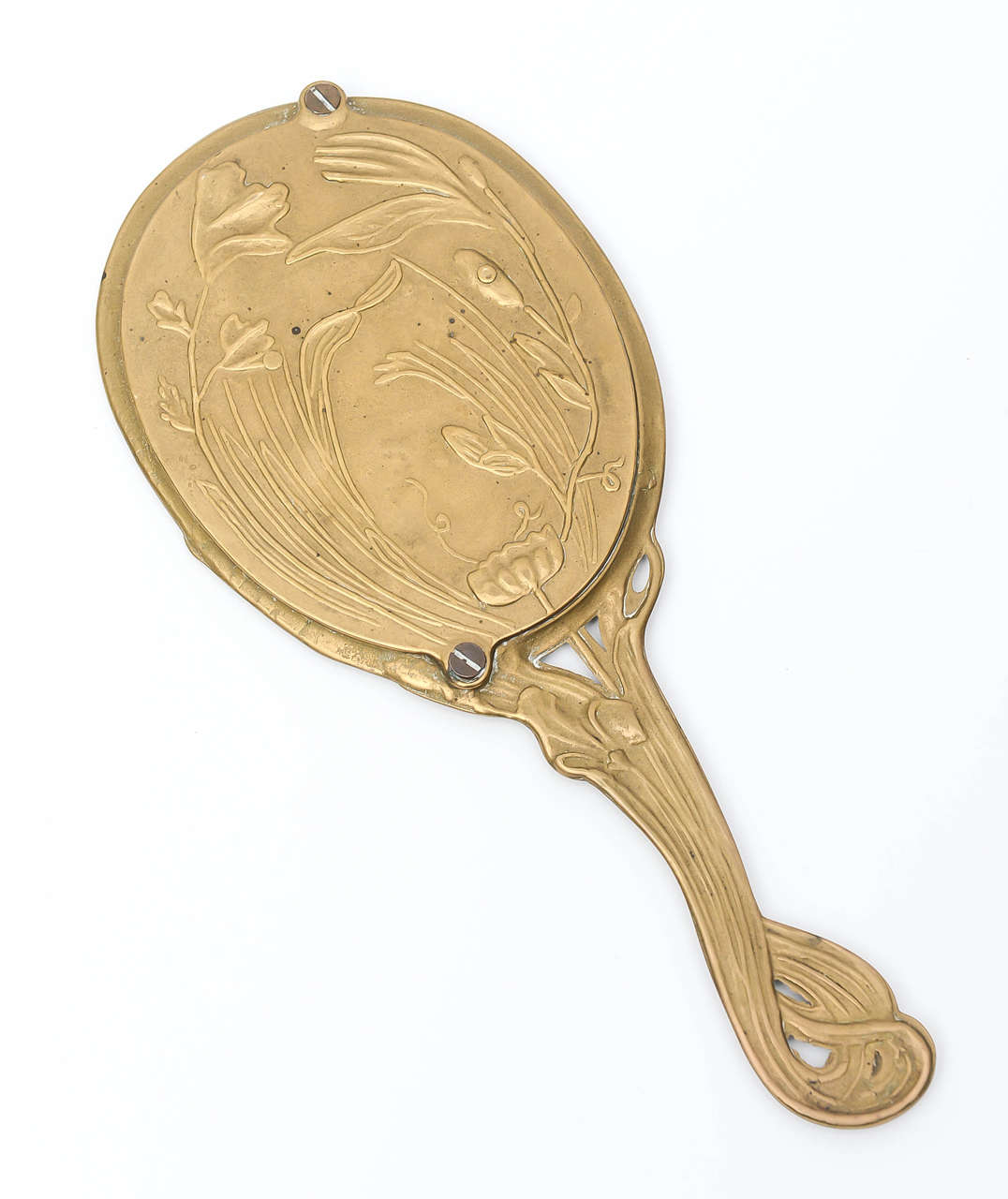 Art Nouveau Brass Hand Mirror, circa 1900 France For Sale at 1stdibs