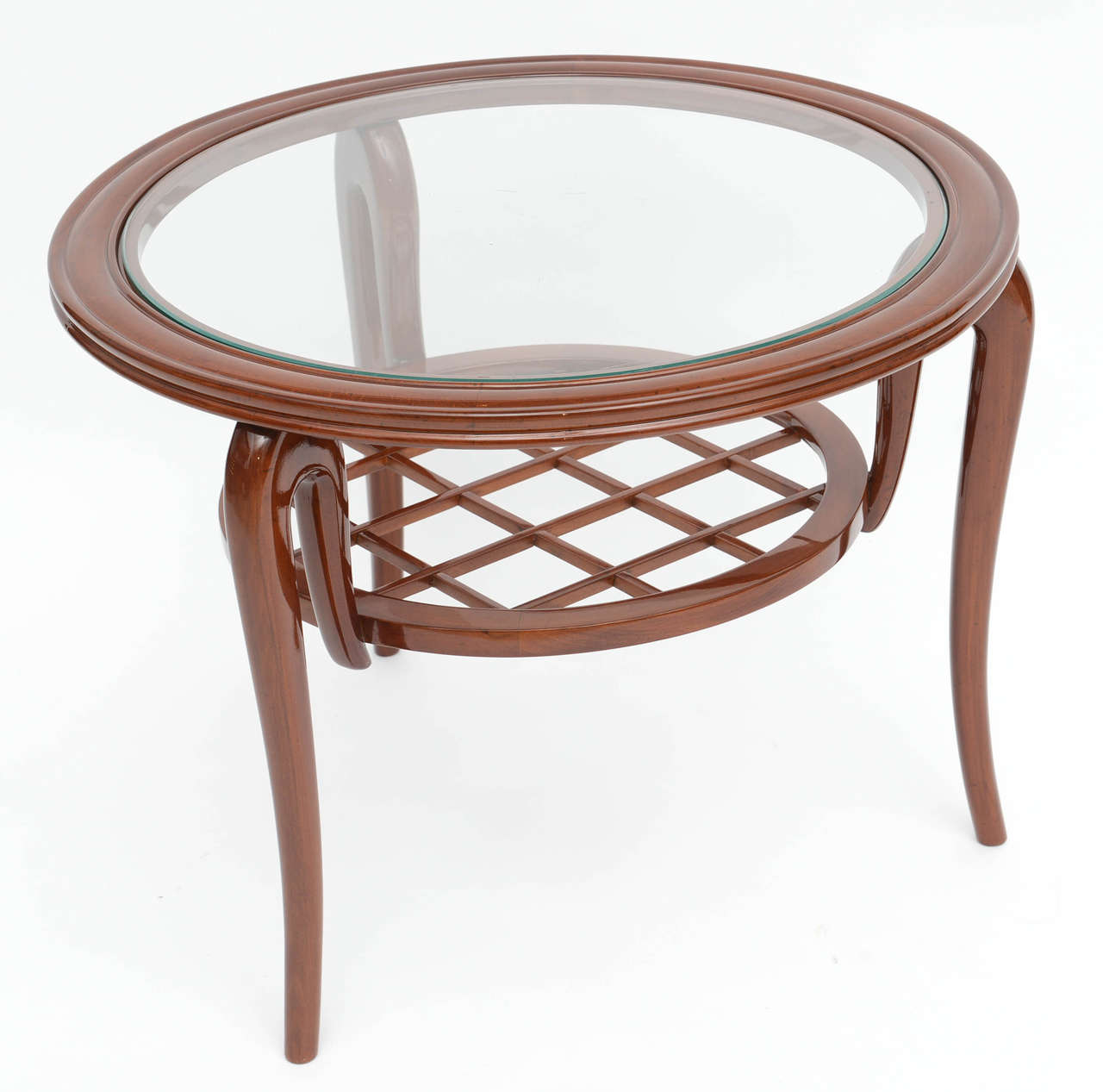 Italian Modern Mahogany and Glass Cocktail or Occasional Table For Sale 5