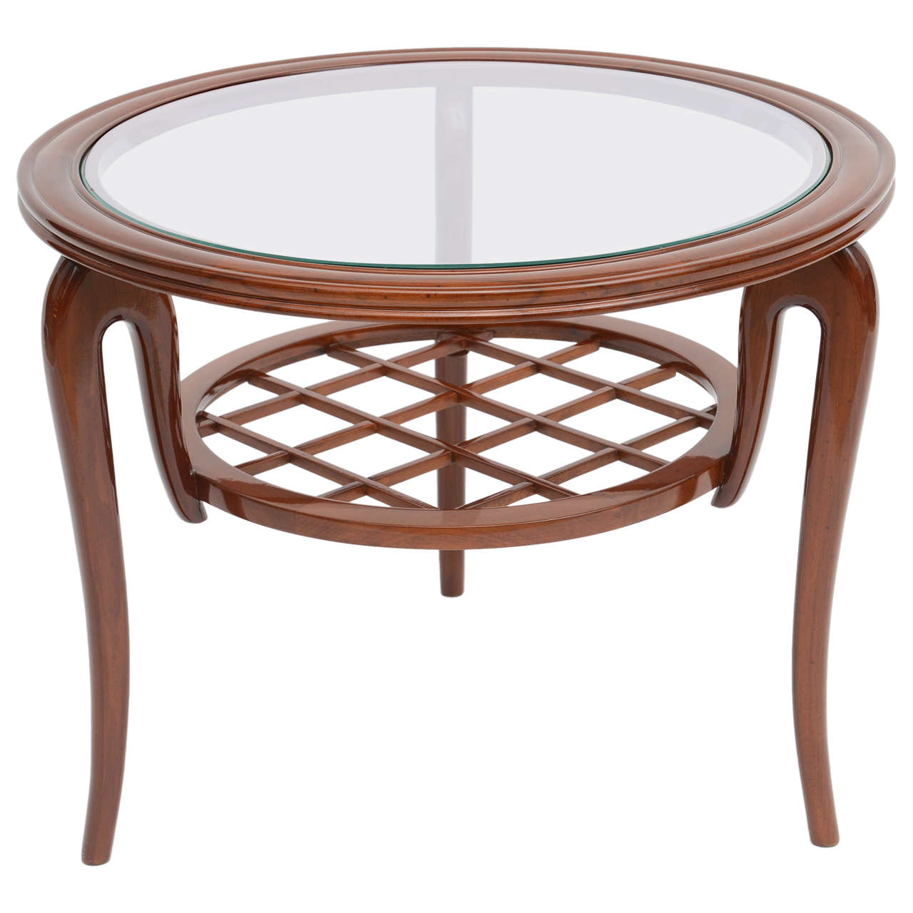 Italian Modern Mahogany and Glass Cocktail or Occasional Table For Sale