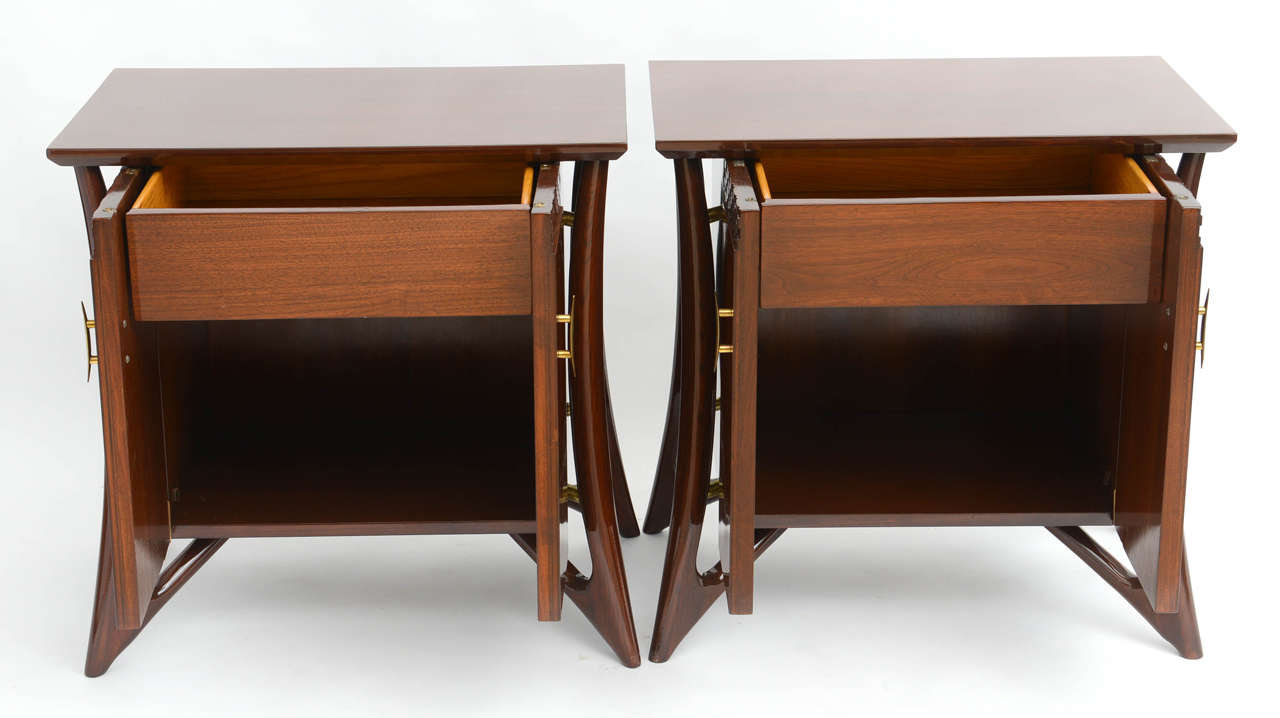 Pair of Danish Modern Walnut Bedside Cabinets, Piet Hein In Excellent Condition In Hollywood, FL