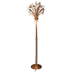 Floor lamp, red copper, 1960
s, cristal flowers Floor lamp, red copper, 1960
s, cristal flowers