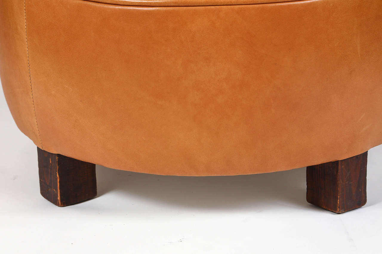 20th Century Leather Ottoman For Sale