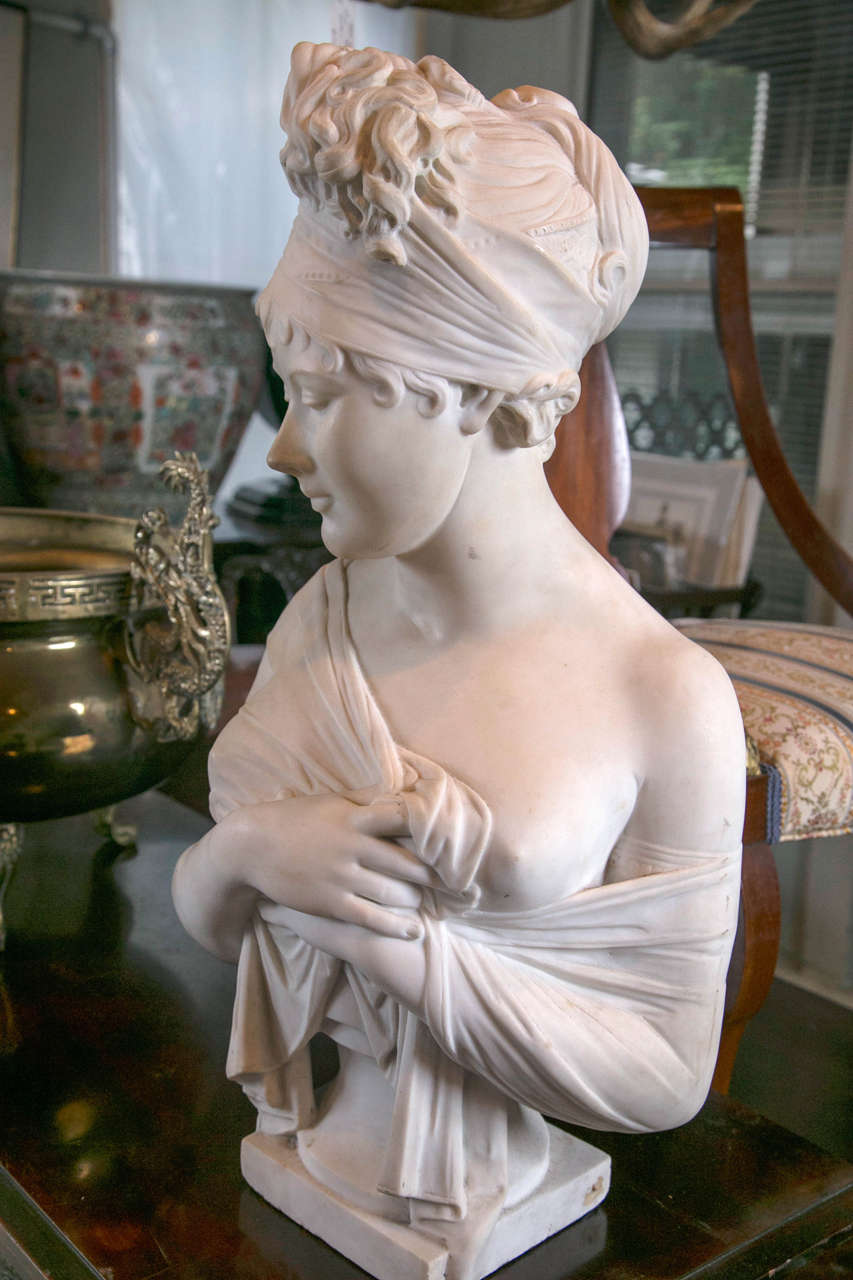 White Marble Bust of Mme. Recamier In Excellent Condition In Woodbury, CT