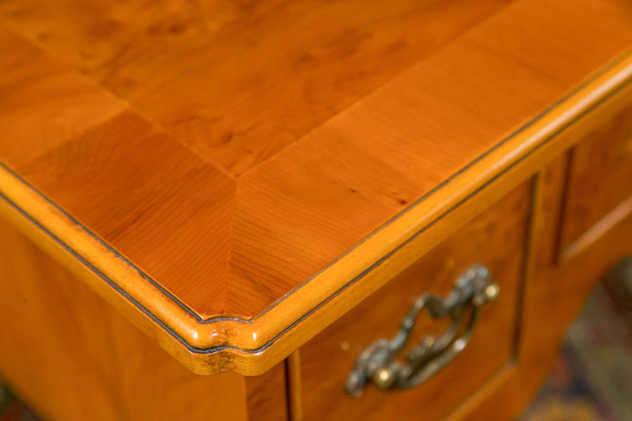 Queen Anne English Yew Three-Drawer Lowboy For Sale