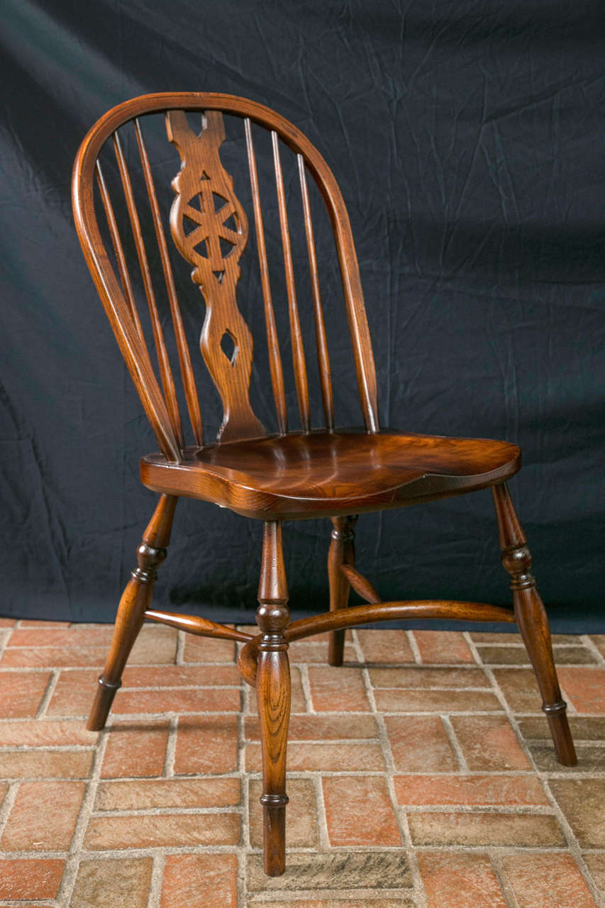 Ash Custom Set of Eight Windsor Wheel Back Chairs / 2 Arms and 6 Sides