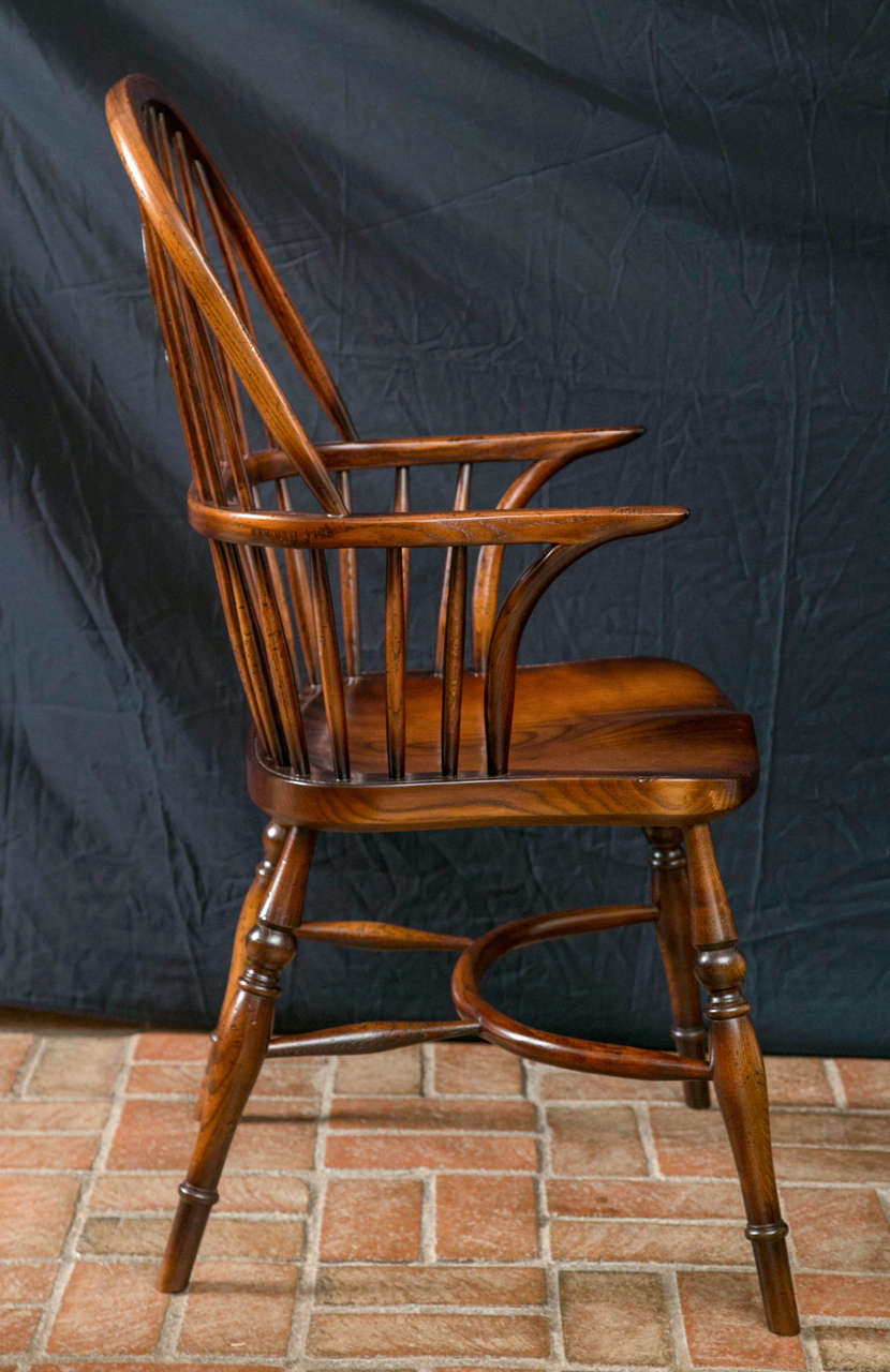 Custom Set of Eight Windsor Wheel Back Chairs / 2 Arms and 6 Sides For