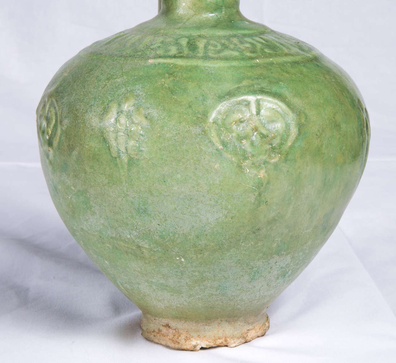 14th Century Islamic Ilkhanid Green Glazed Ewer For Sale 1