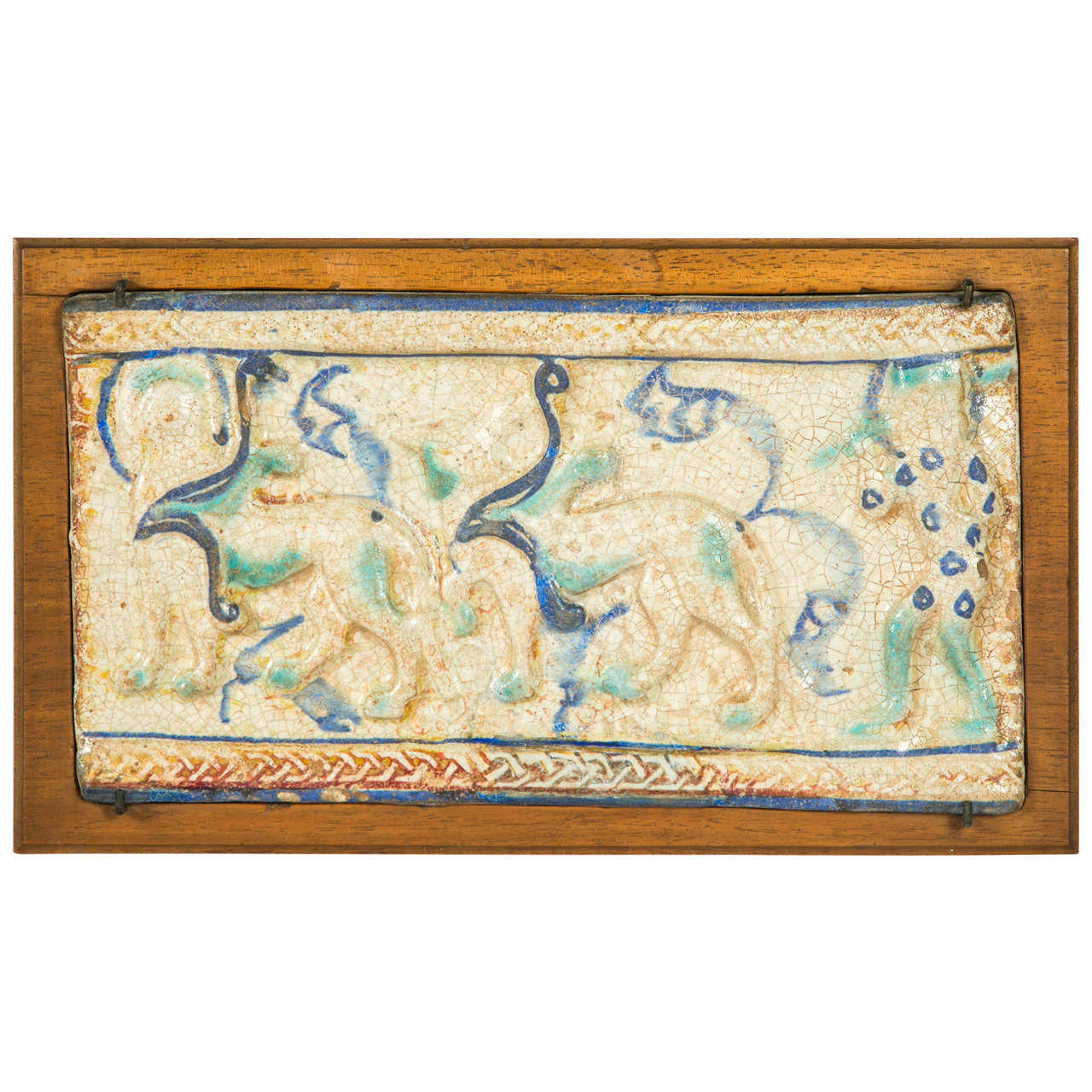 13th century Ilkhanid Figural Pottery Tile For Sale