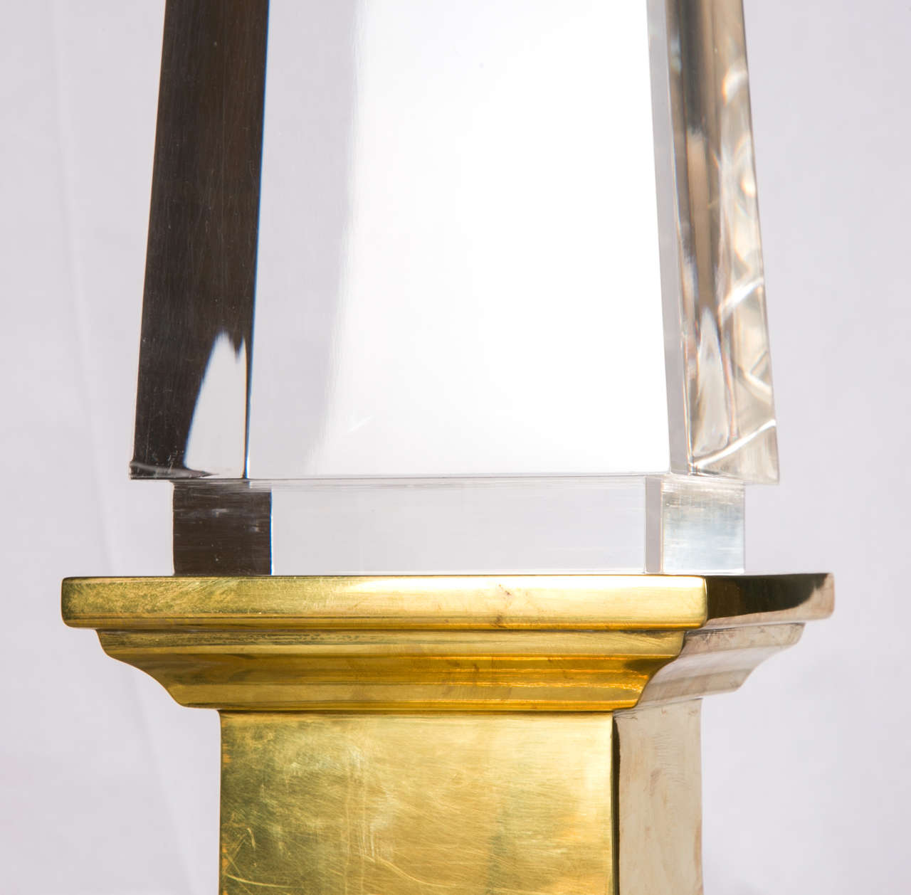 Pair of Obelisk Lucite Lamps by Jansen 1