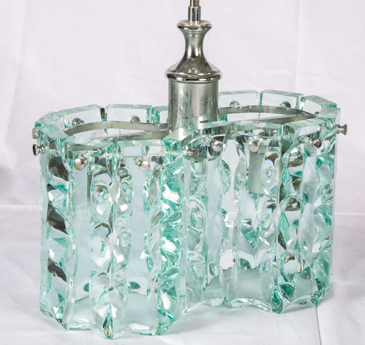 Glass Fontana Arte Style Small Chandelier