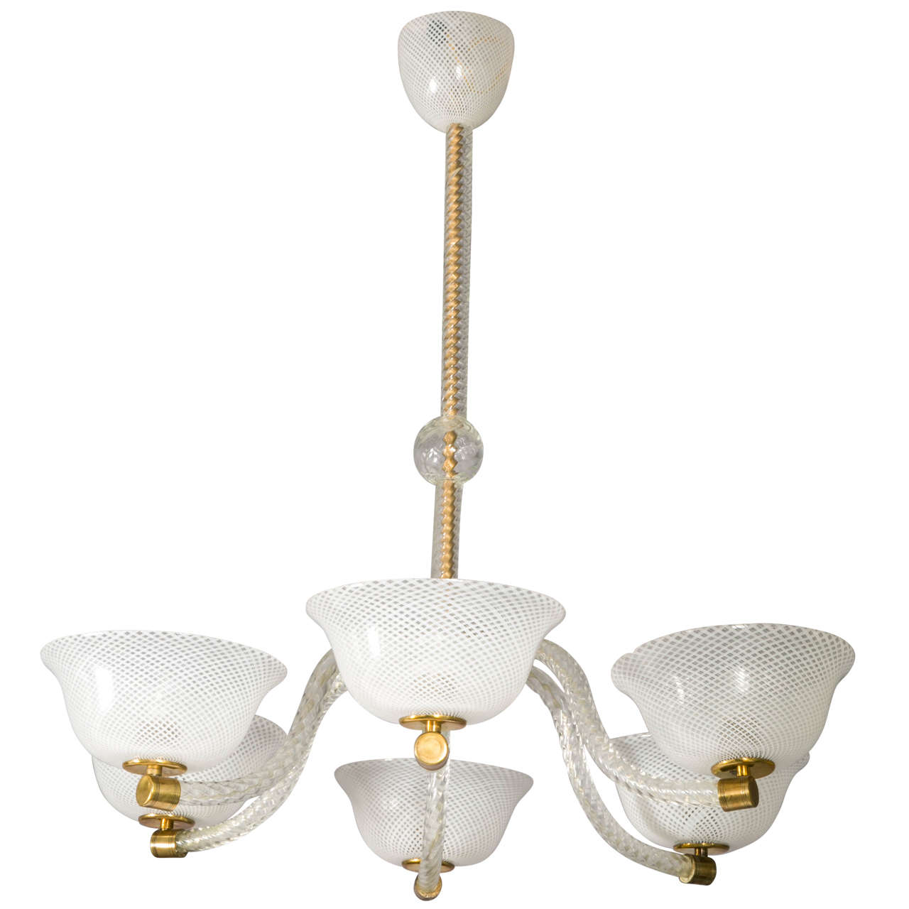 Venini Reticello Chandelier For Sale