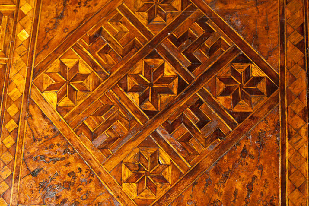 Iron Side Table with Antique Mongolian Inlay Wood Tile For Sale 1