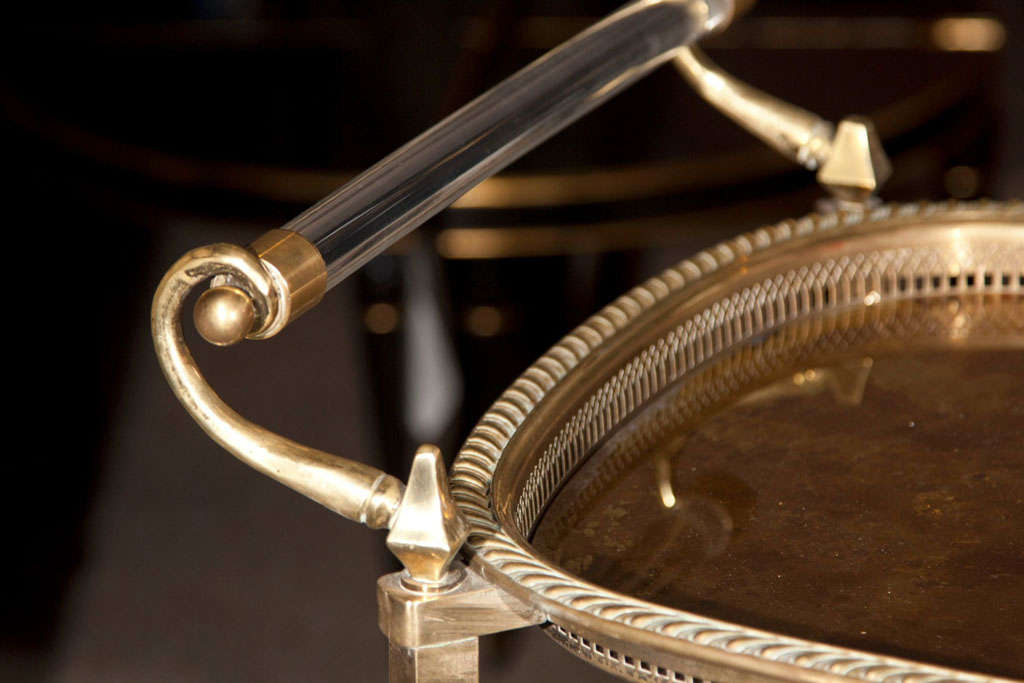 Mid-20th Century Brass Bar Cart Stamped Jansen