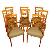 Set of 8 French Directoire Revival fruitwood dining chairs