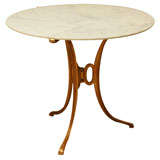 1950s Italian Marble Topped Table with Gilded Metal Base