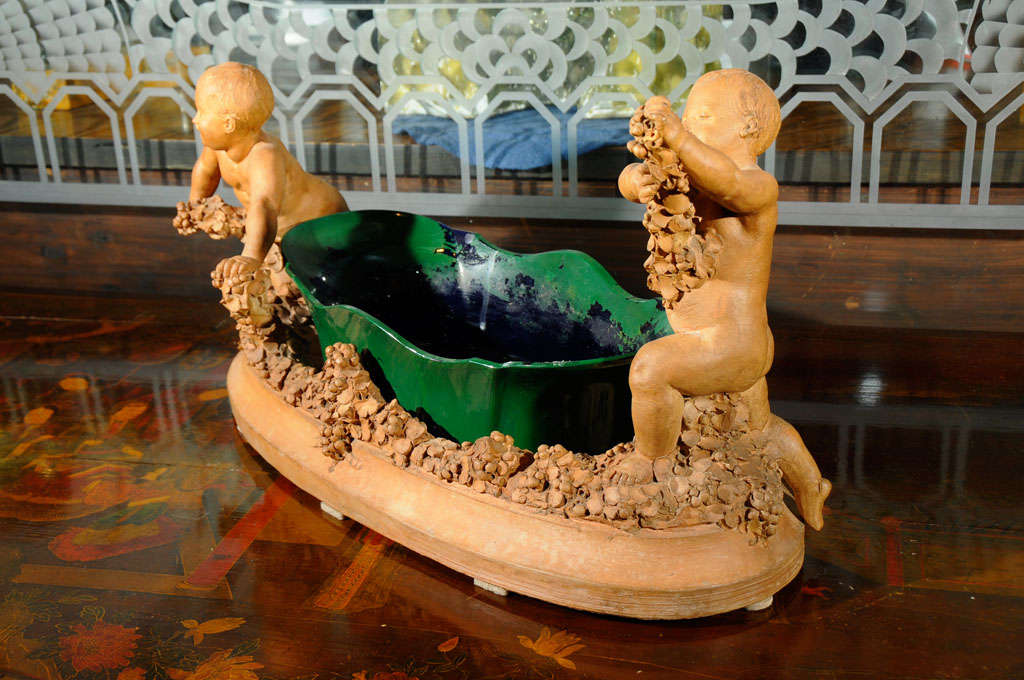 Terra Cotta and Glass Centerpiece by T.C. Carpareau