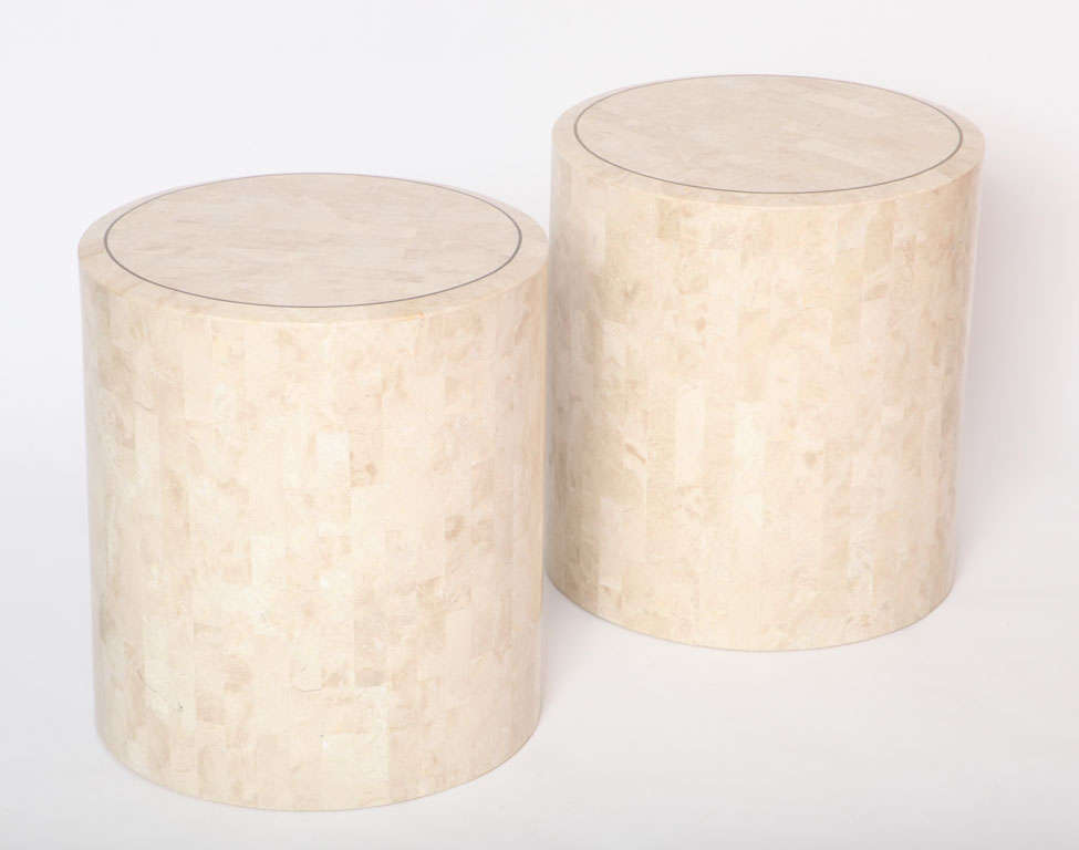 Pair of Drum Tables in Tessellated Stone by Maitland Smith