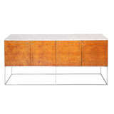 Floating Buffet in Burl & Carrera Marble by Milo Baughman