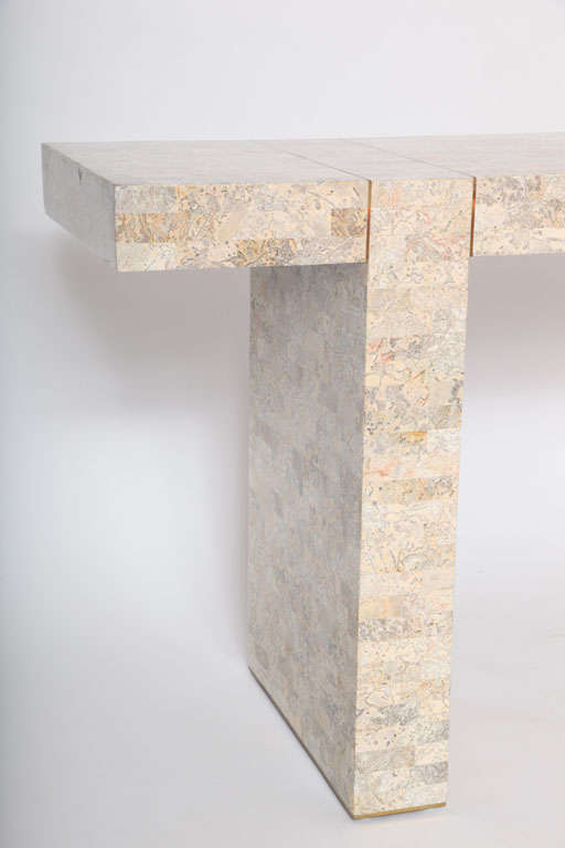 Sleek Tessellated Stone Console by Maitland Smith 3